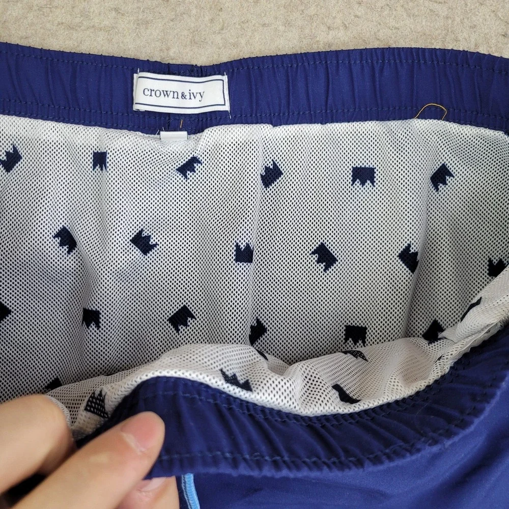 Crown Ivy‎ Swimming Shorts Mens XL Blue Eve Lined Board Shorts Drawstring NEW
